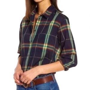 Madewell Oversized Ex-Boyfriend Plaid Print Button Down Shirt - Size Medium